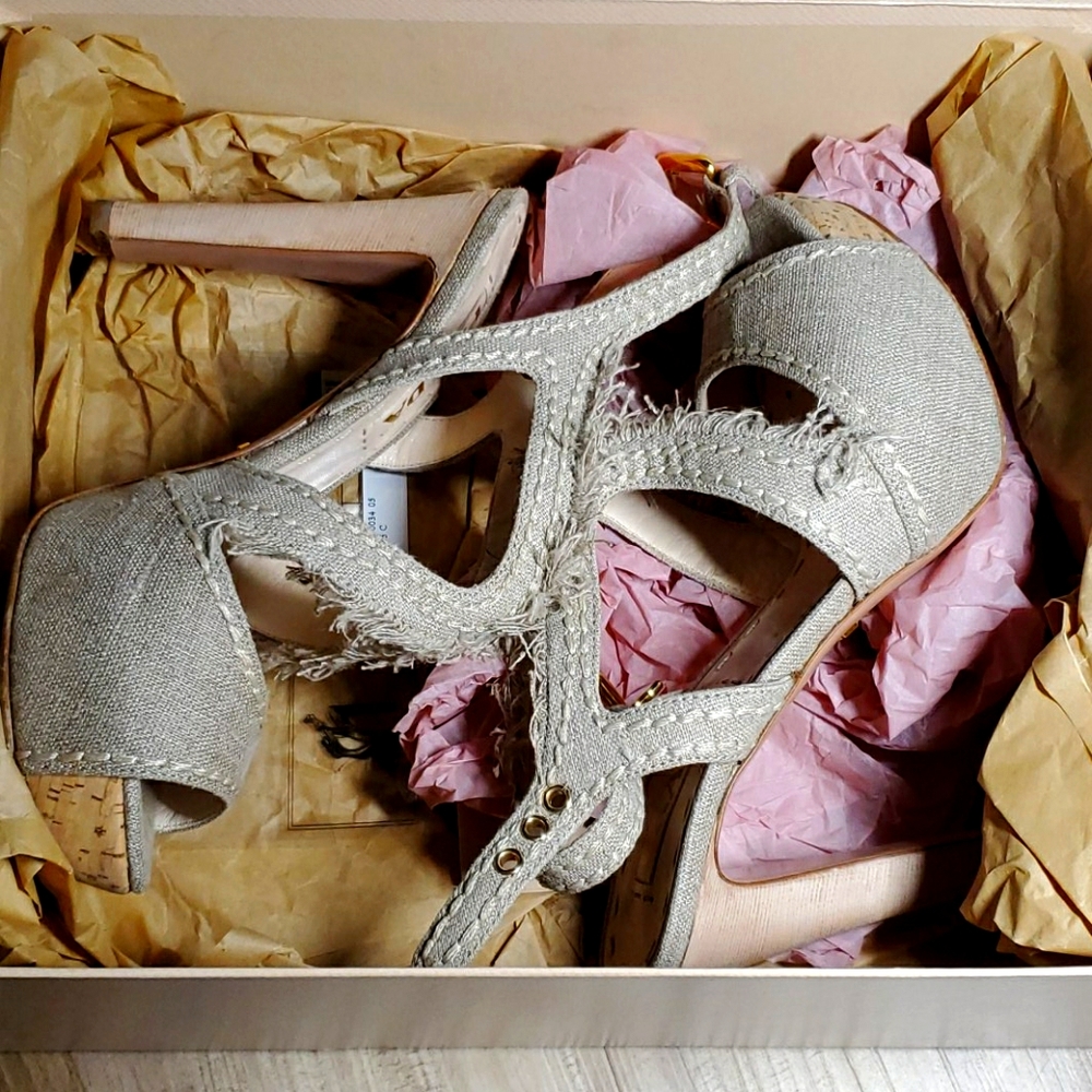 Frayed Prada heeled sandals